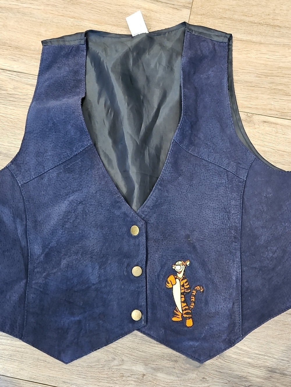 CLEARANCE Vintage Suede Disney Navy and Black Tigger Embroidered Vest